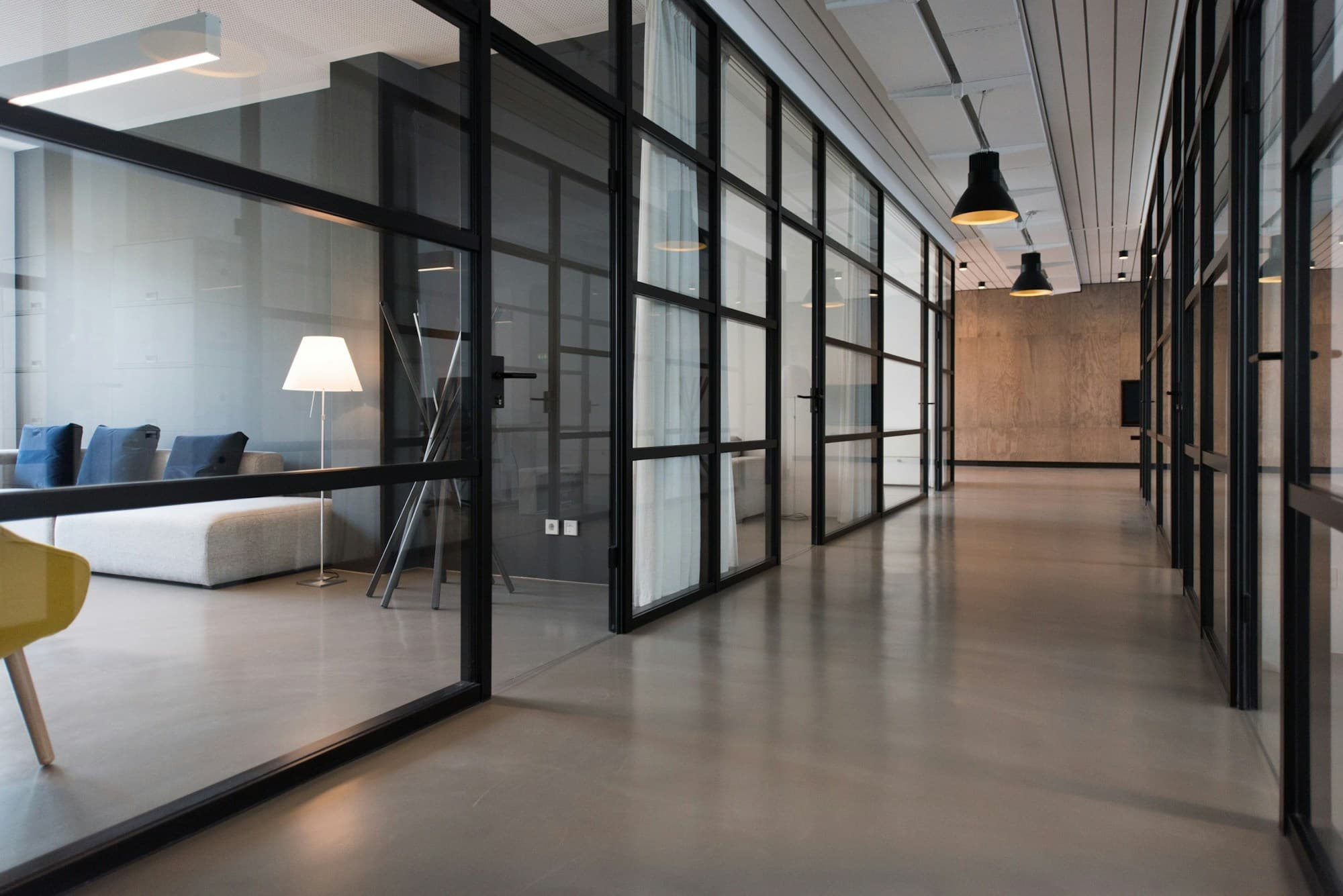 A refined legal advisory workspace with warm light and a modern business setting